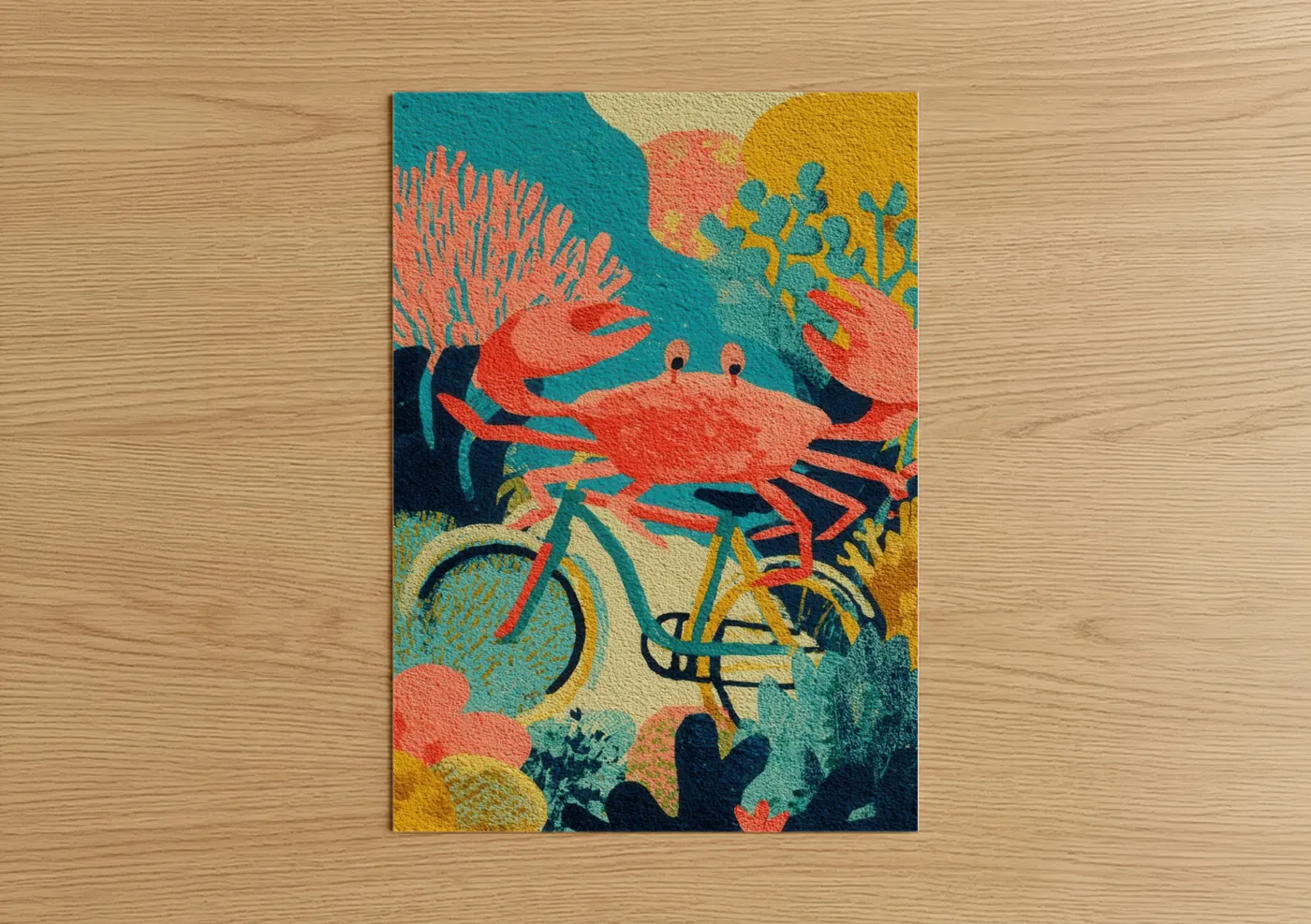 Colorful Coral Crab Sea Life Wall Art