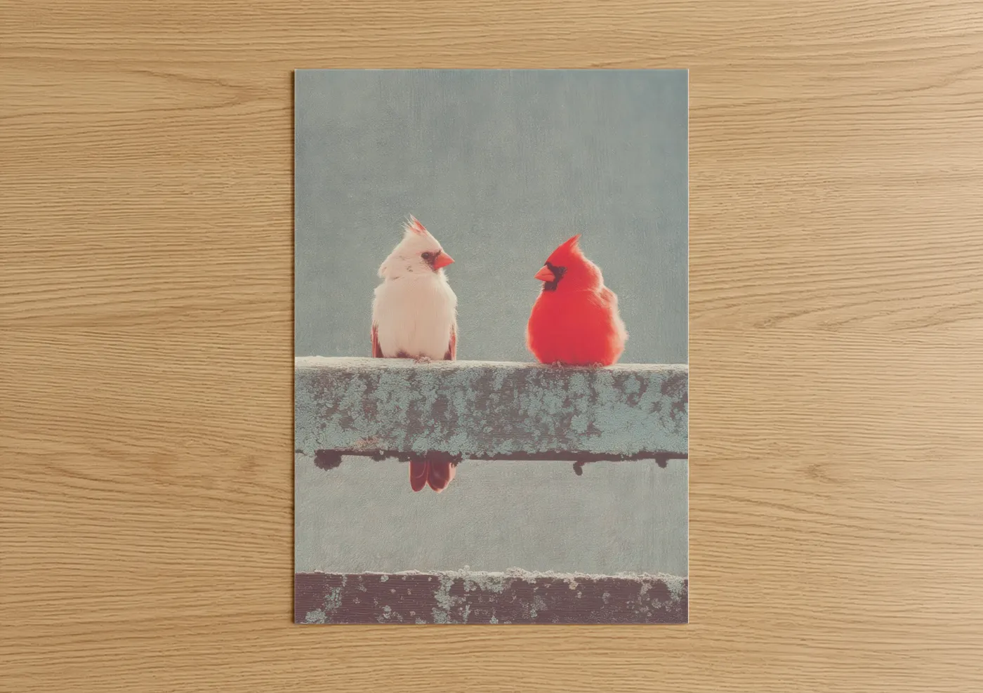 Red Cardinal Pair Winter Perch Wall Art