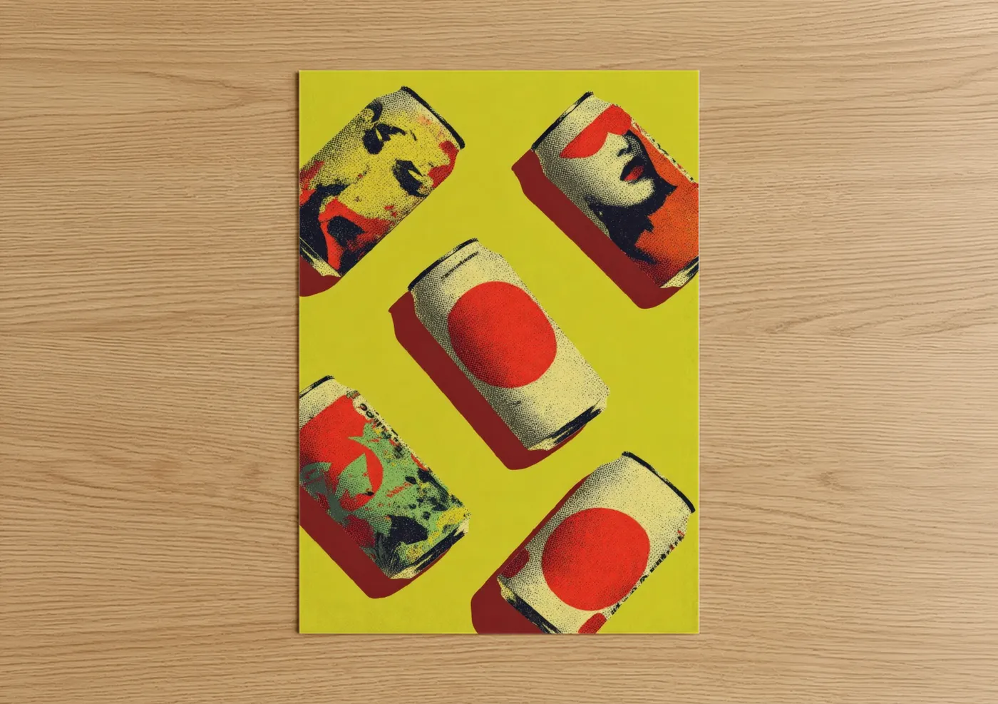 Pop Art Beer Cans Vibrant Yellow Wall Art