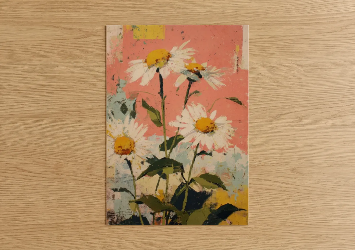 Coral Daisies Contemporary Floral Wall Art