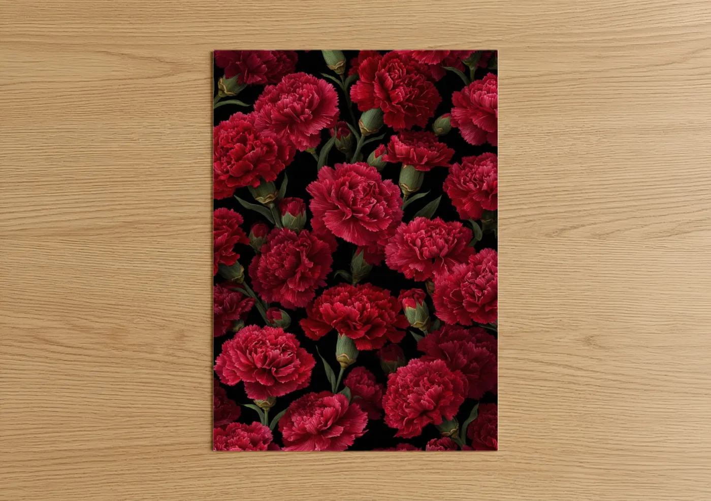 Crimson Carnations Dark Floral Wall Art