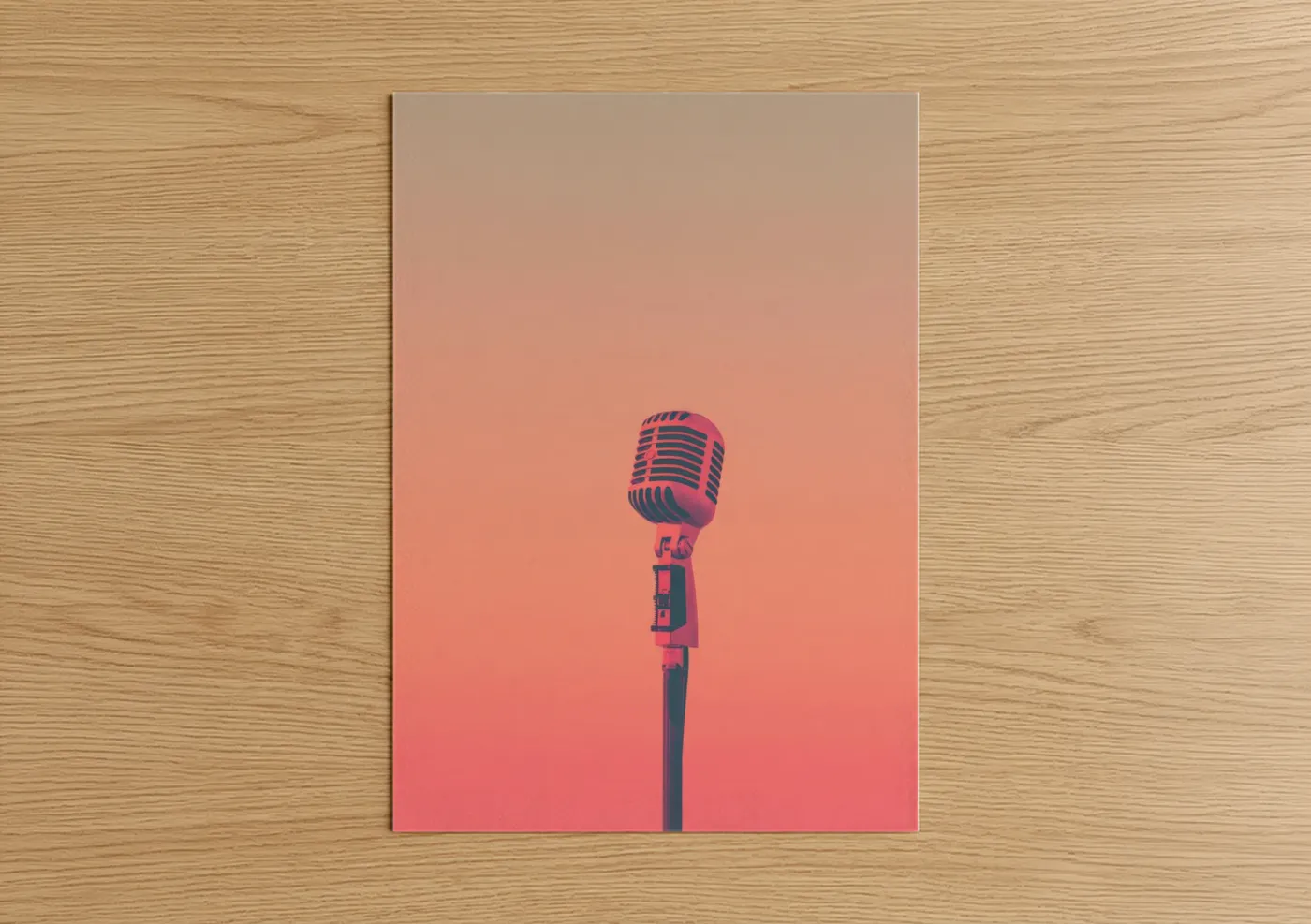 Neon Microphone Vintage Style Wall Art