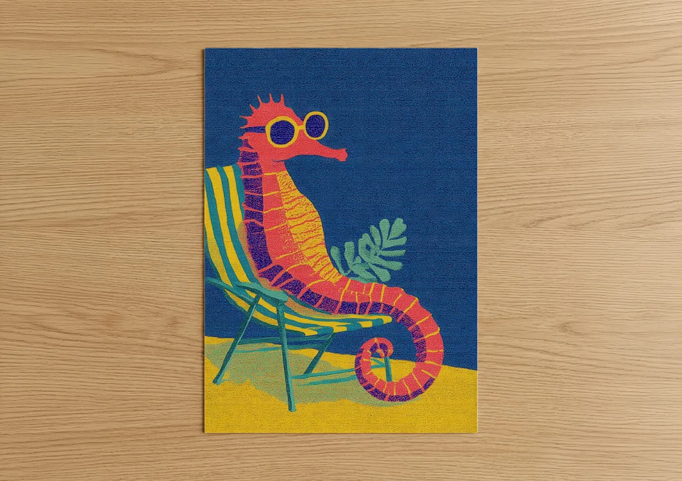 Coral Seahorse Illustration Sea Life Wall Art