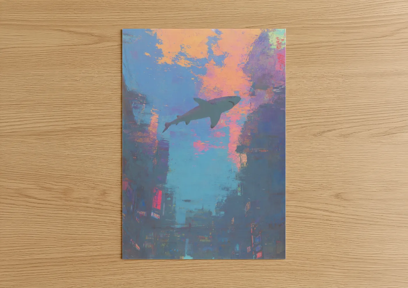 Bull Shark Urban Cyberpunk Wall Art