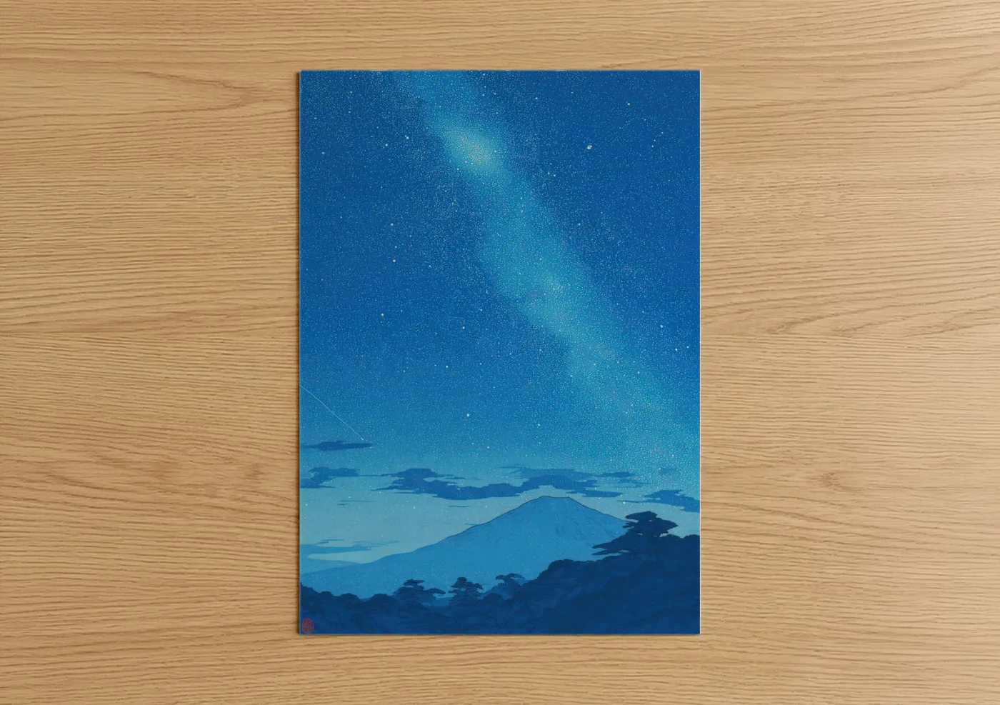 Starlit Mountain Night Galaxy Wall Art