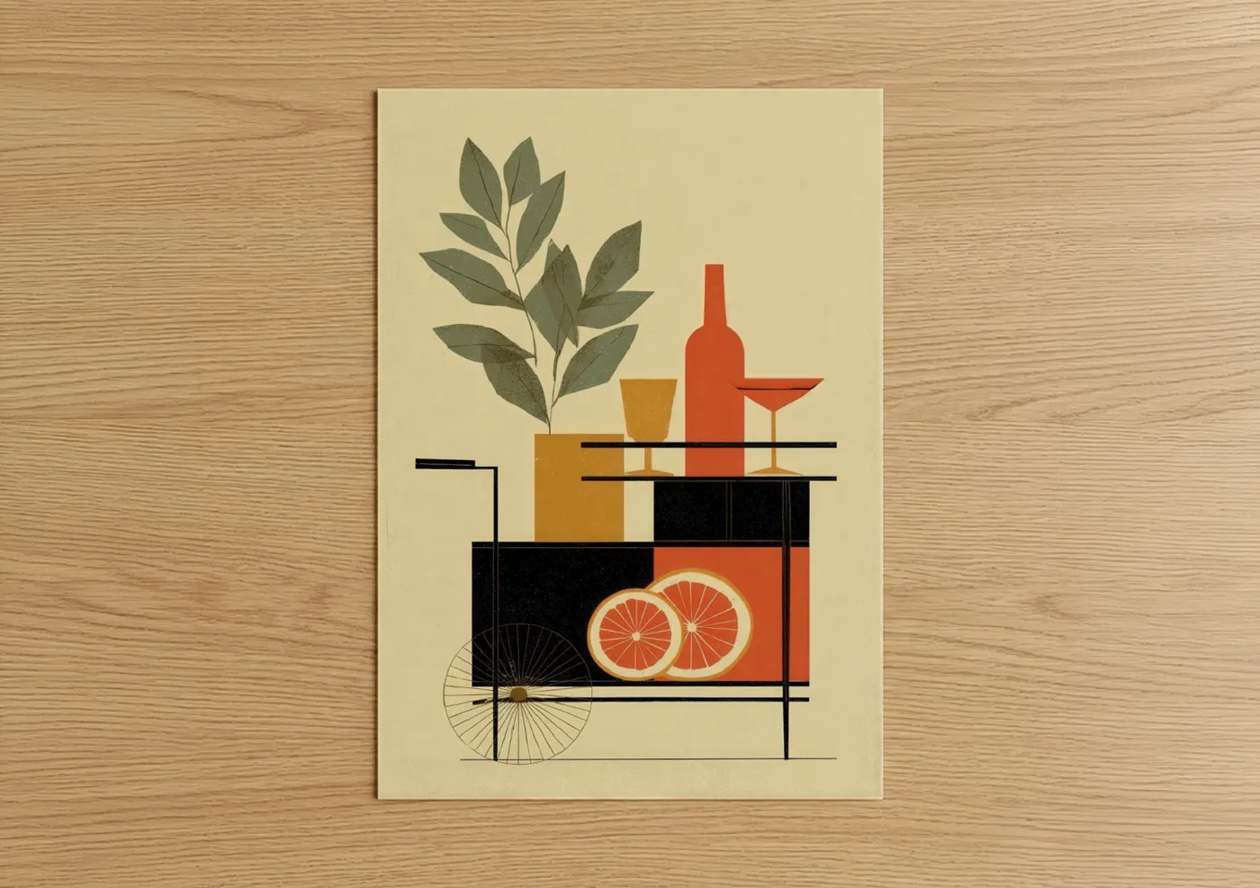 Rosé Wine Bar Art Deco Illustration Wall Art