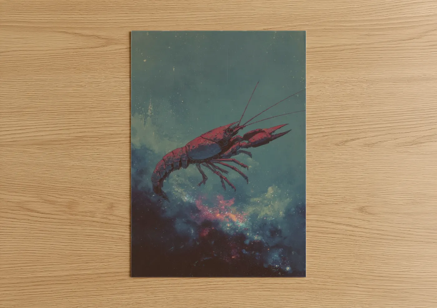 Cosmic Crayfish Watercolor Wall Art