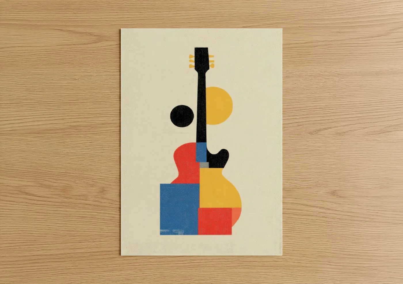 Geometric Electric Guitar Abstract Wall Art