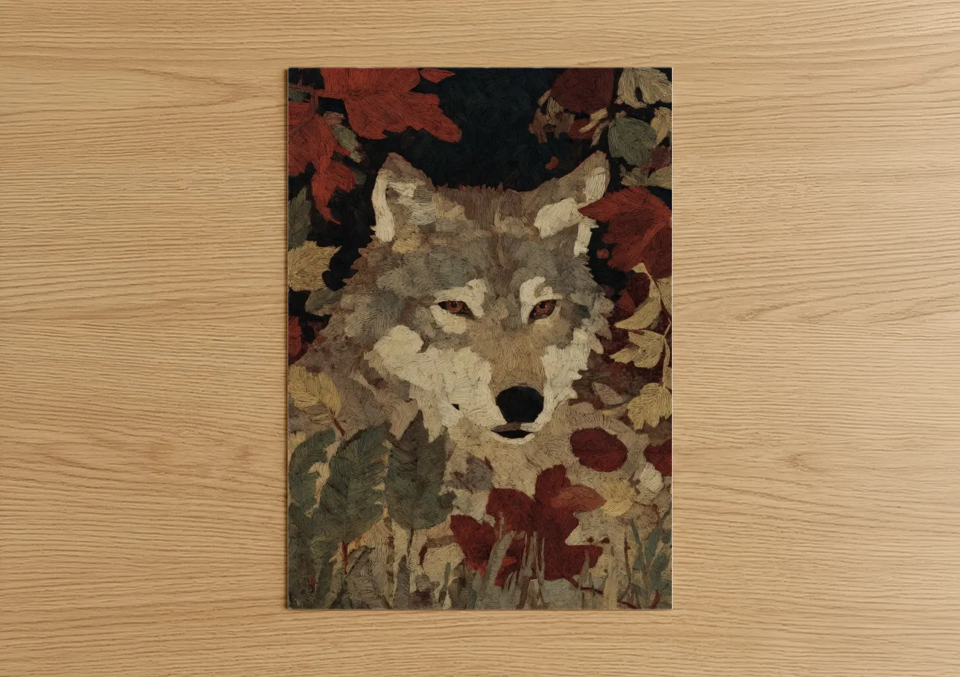 Autumn Wolf Portrait Textured Wall Art