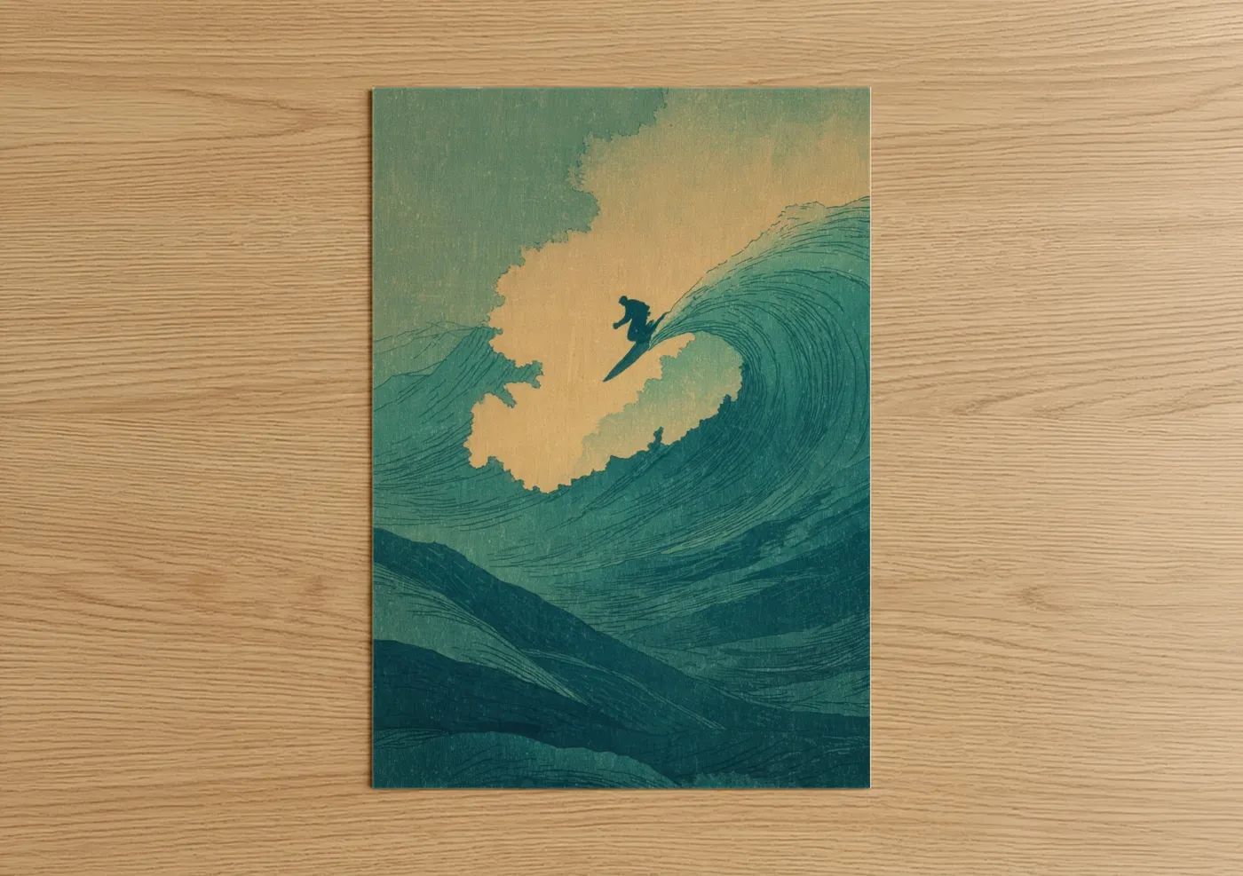 Golden Wave Surfer Water Sports Wall Art