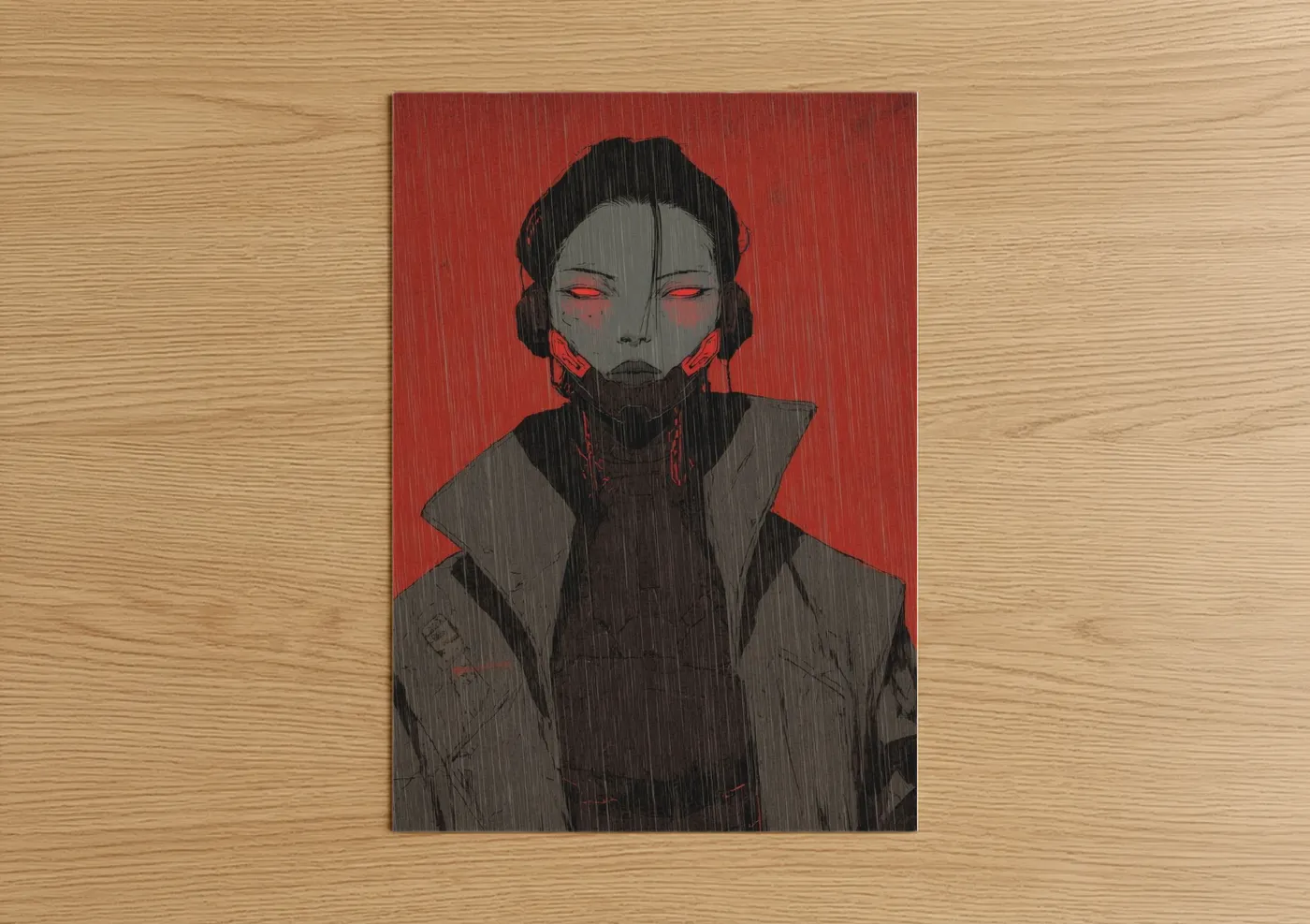 Crimson Vampire Dark Fantasy Portrait Wall Art