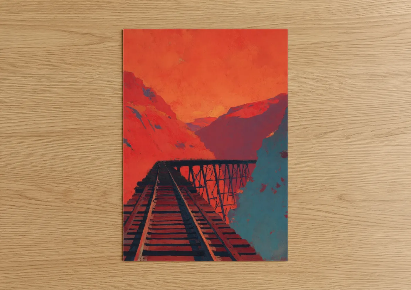 Desert Railway Bridge Sunset Wall Art
