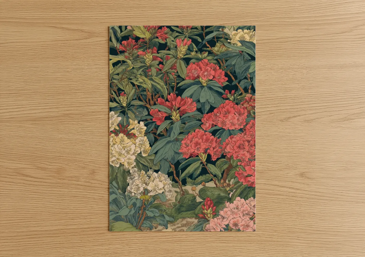 Coral Rhododendron Botanical Garden Wall Art