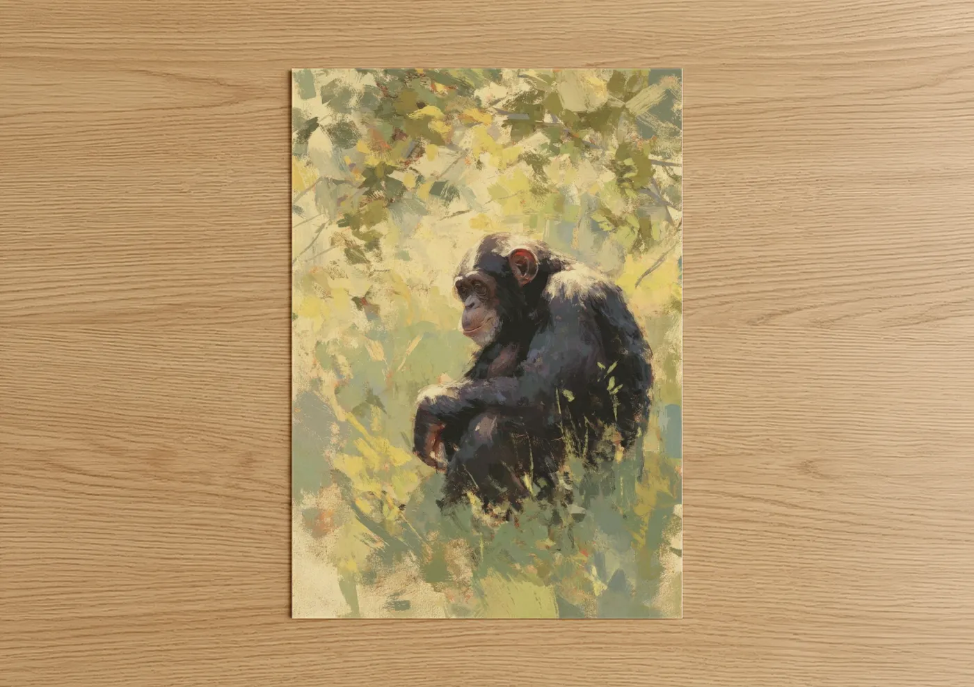 Contemplative Chimpanzee Impressionist Wall Art