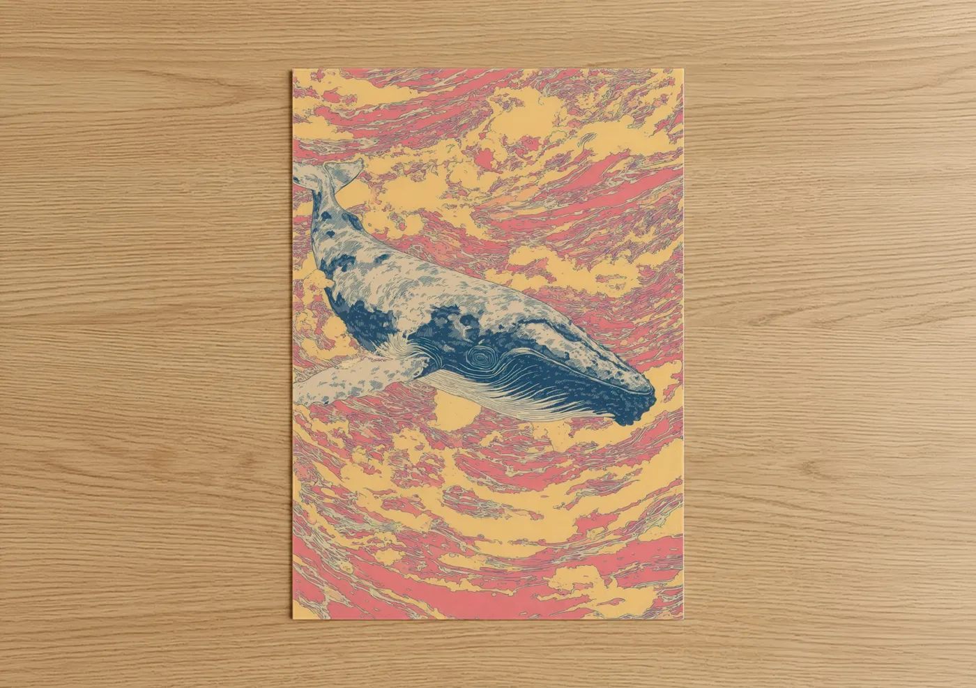 Gray Whale Marbled Sunset Wall Art