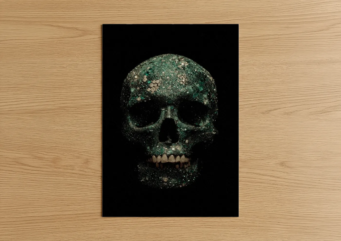 Emerald Skull Glitter Dark Wall Art