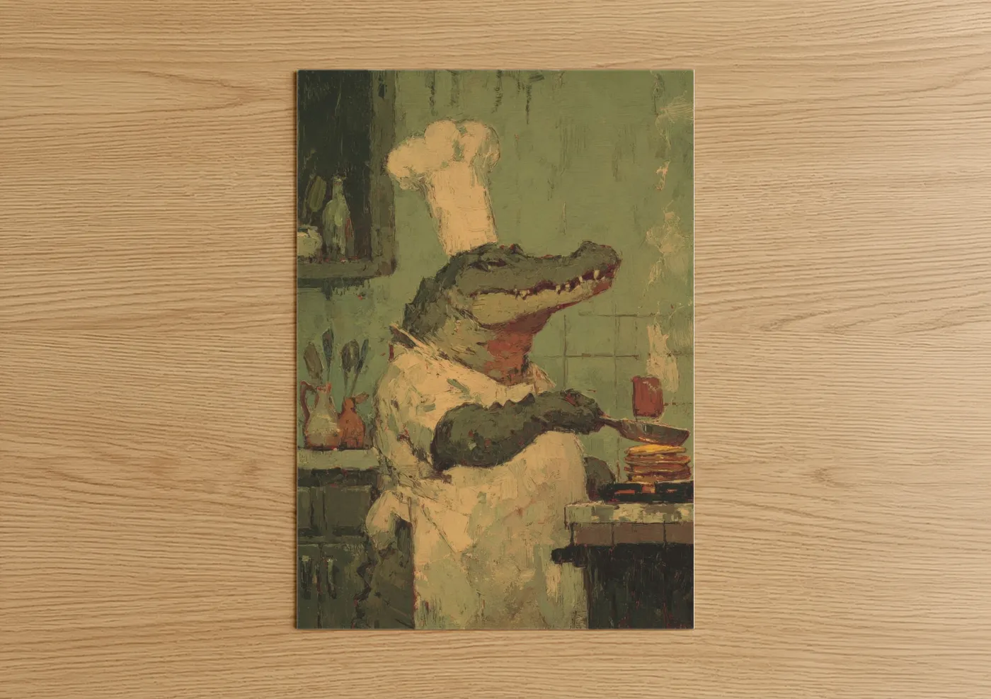 Chef Alligator Cooking Kitchen Wall Art