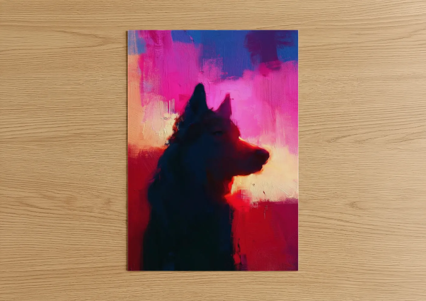 Neon Husky Silhouette Digital Wall Art