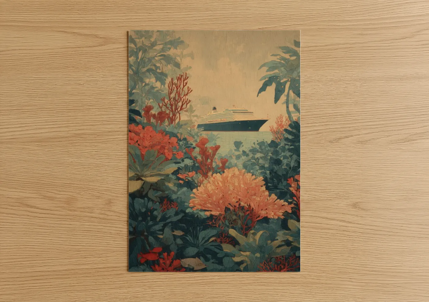 Cruise Ship Tropical Coral Garden Vintage Wall Art