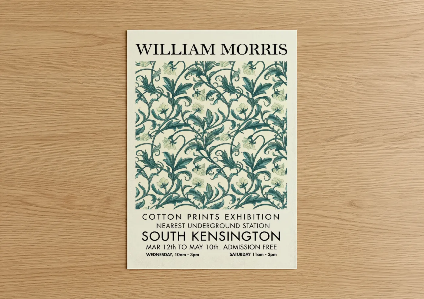 Teal Flourish Floral Pattern Design Wall Art