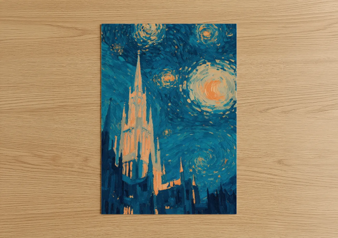 Starry Night Cathedral Oil Painting Wall Art