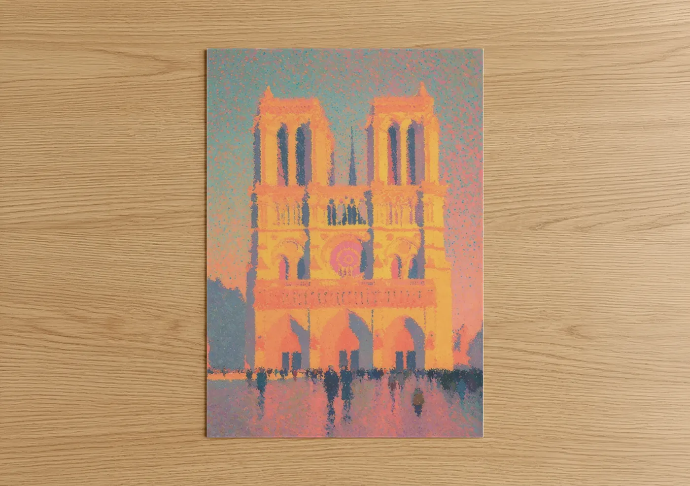 Golden Notre-Dame Sunset Impressionist Wall Art
