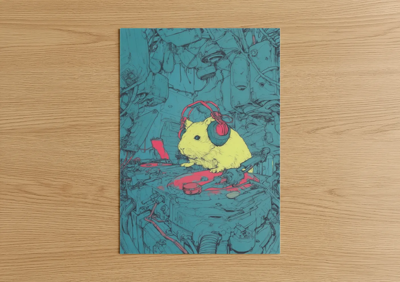 Yellow Hamster Gaming Headphones Wall Art