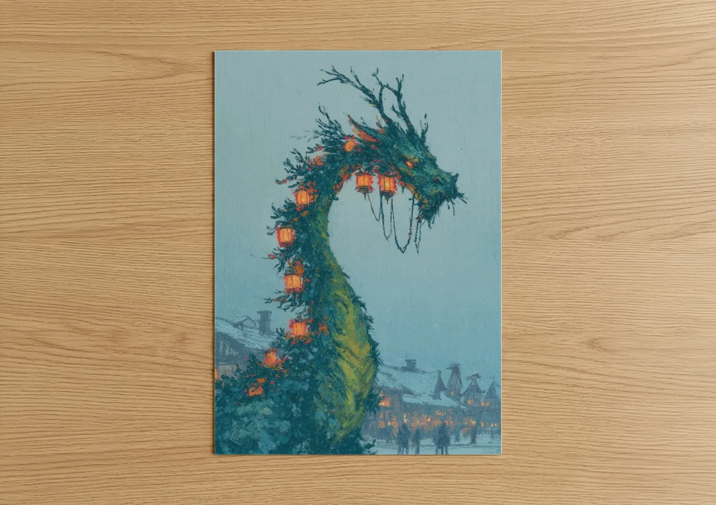 Dragon Lantern Festive Winter Gate Wall Art