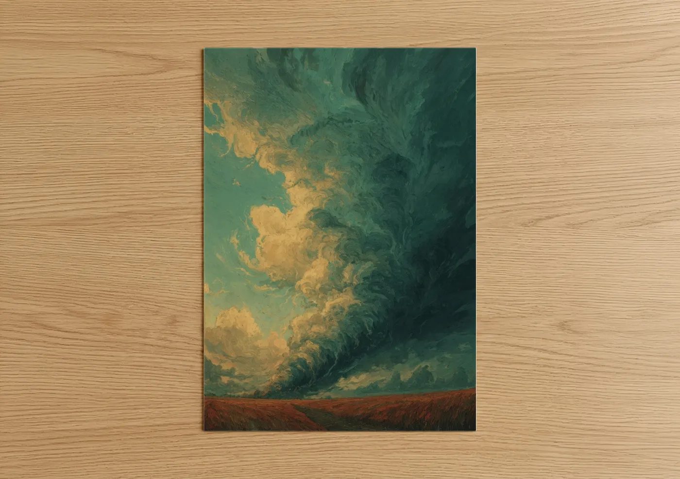 Golden Tornado Storm Landscape Wall Art
