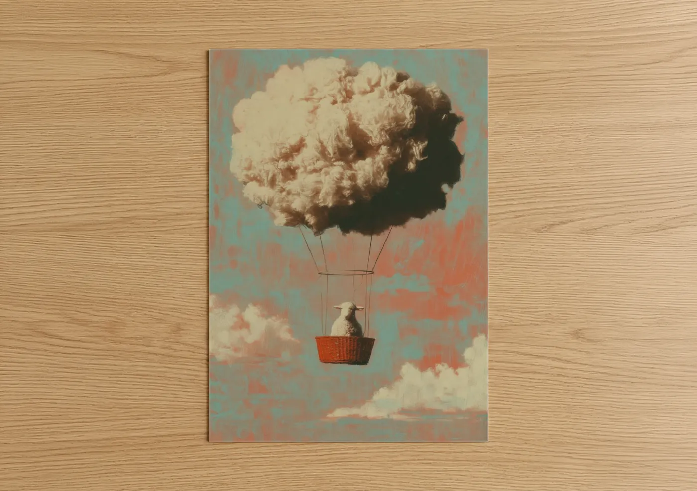 Whimsical Sheep Hot Air Balloon Wall Art