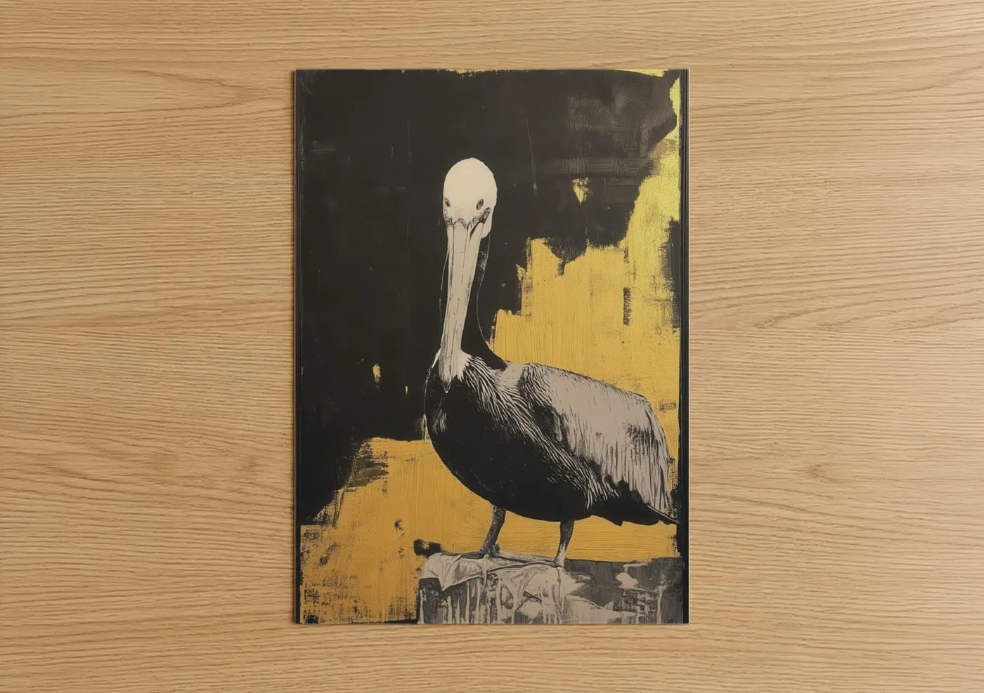 Golden Pelican Contemporary Wall Art