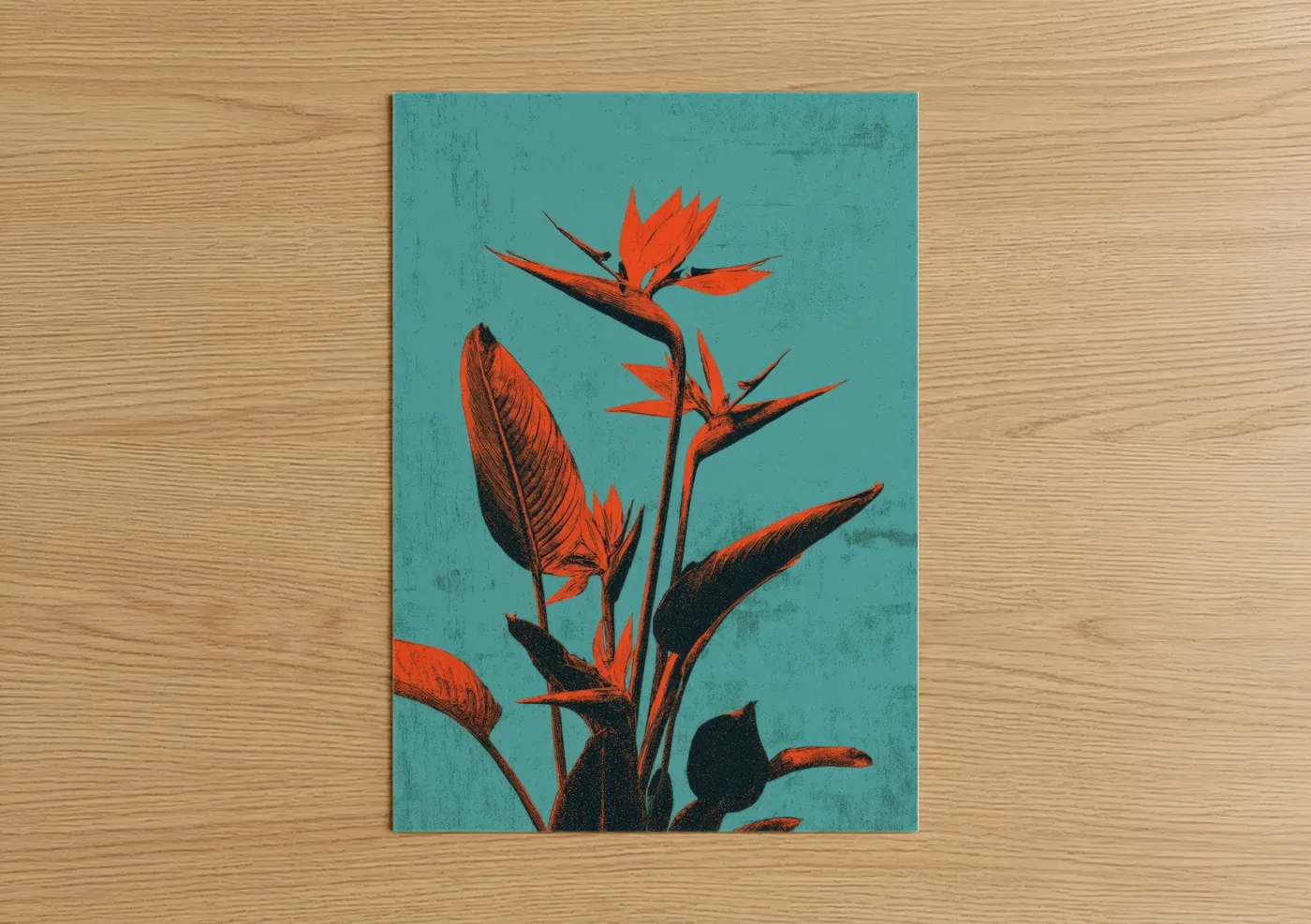 Tropical Birds of Paradise Turquoise Wall Art