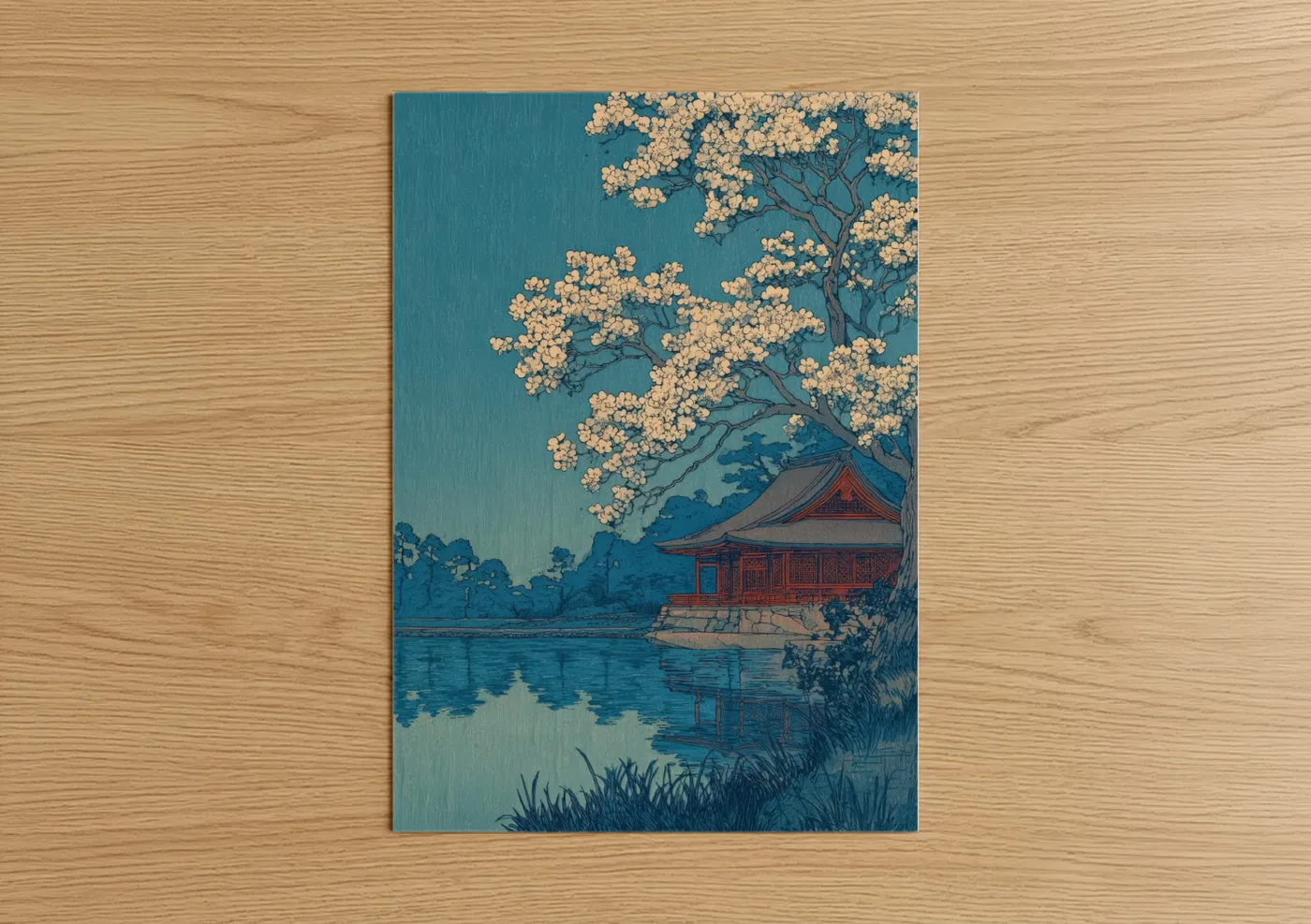 Dogwood Tree Japanese Garden Watercolor Wall Art