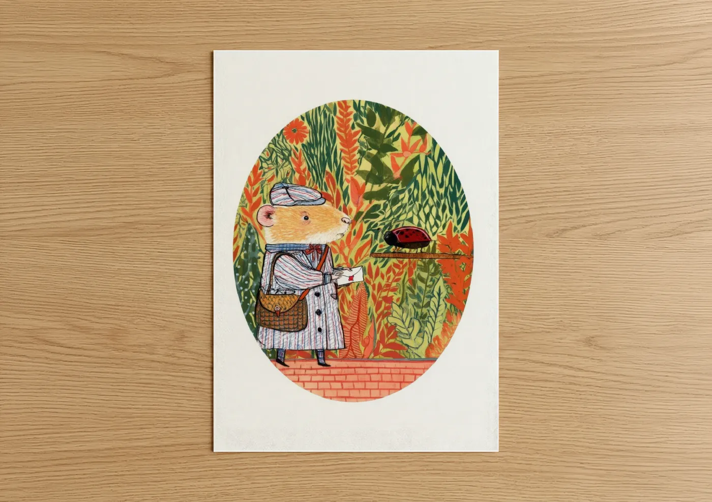 Whimsical Gardening Hamster Illustration Wall Art