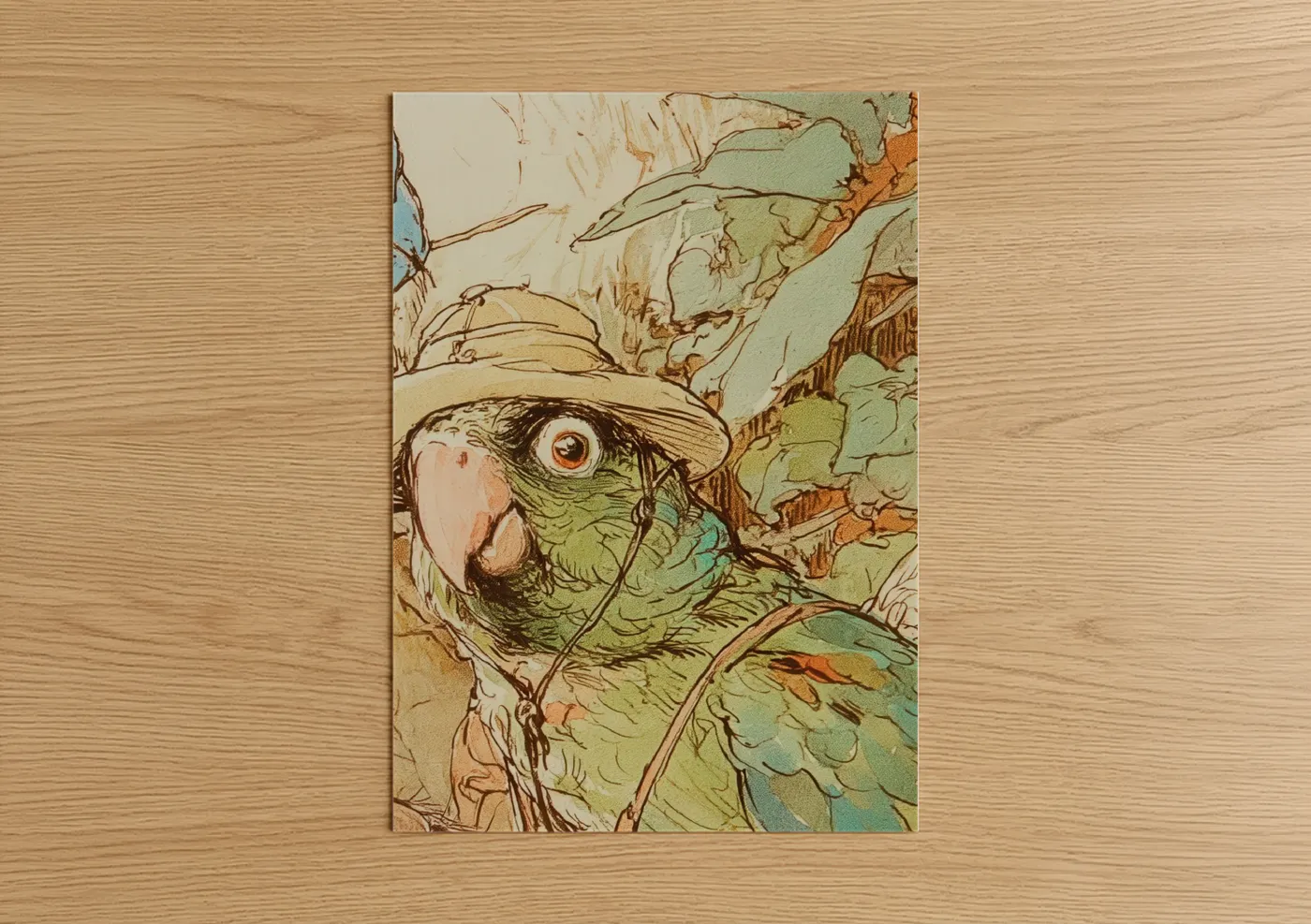 Tropical Parrot Portrait Watercolor Wall Art