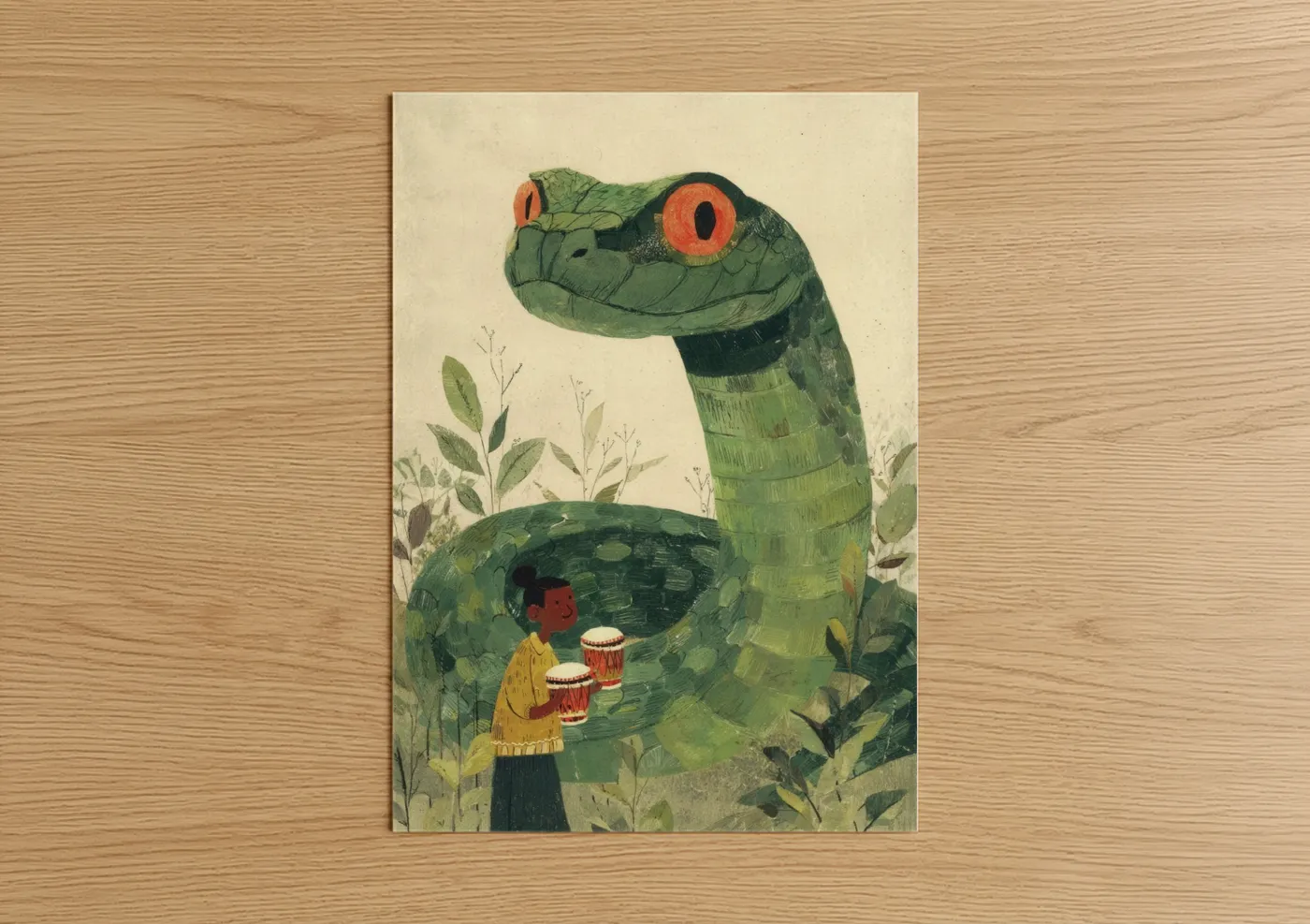 Vintage Rattlesnake Illustration Wall Art