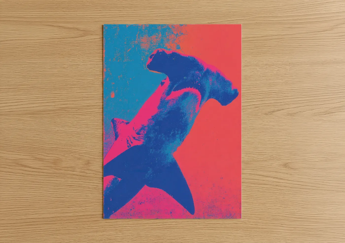 Neon Hammerhead Shark Modern Wall Art