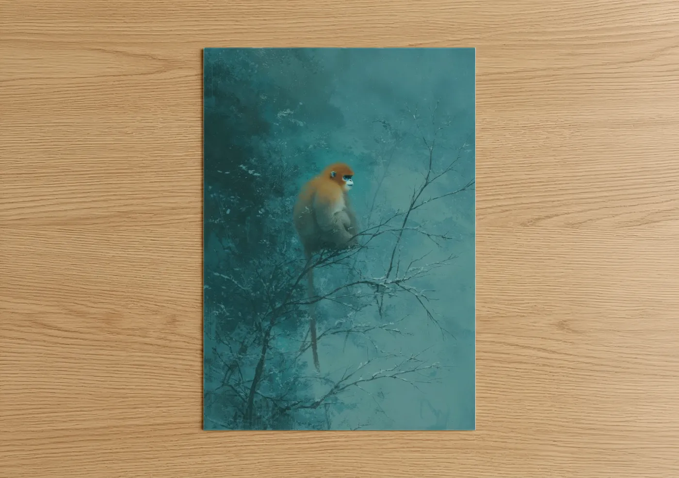 Golden Monkey Winter Branch Wall Art