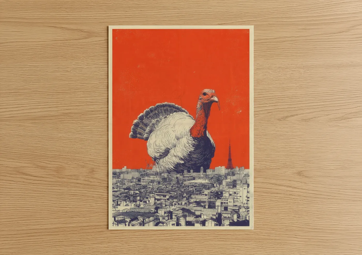 Giant Turkey Urban Pop Art Illustration Wall Art