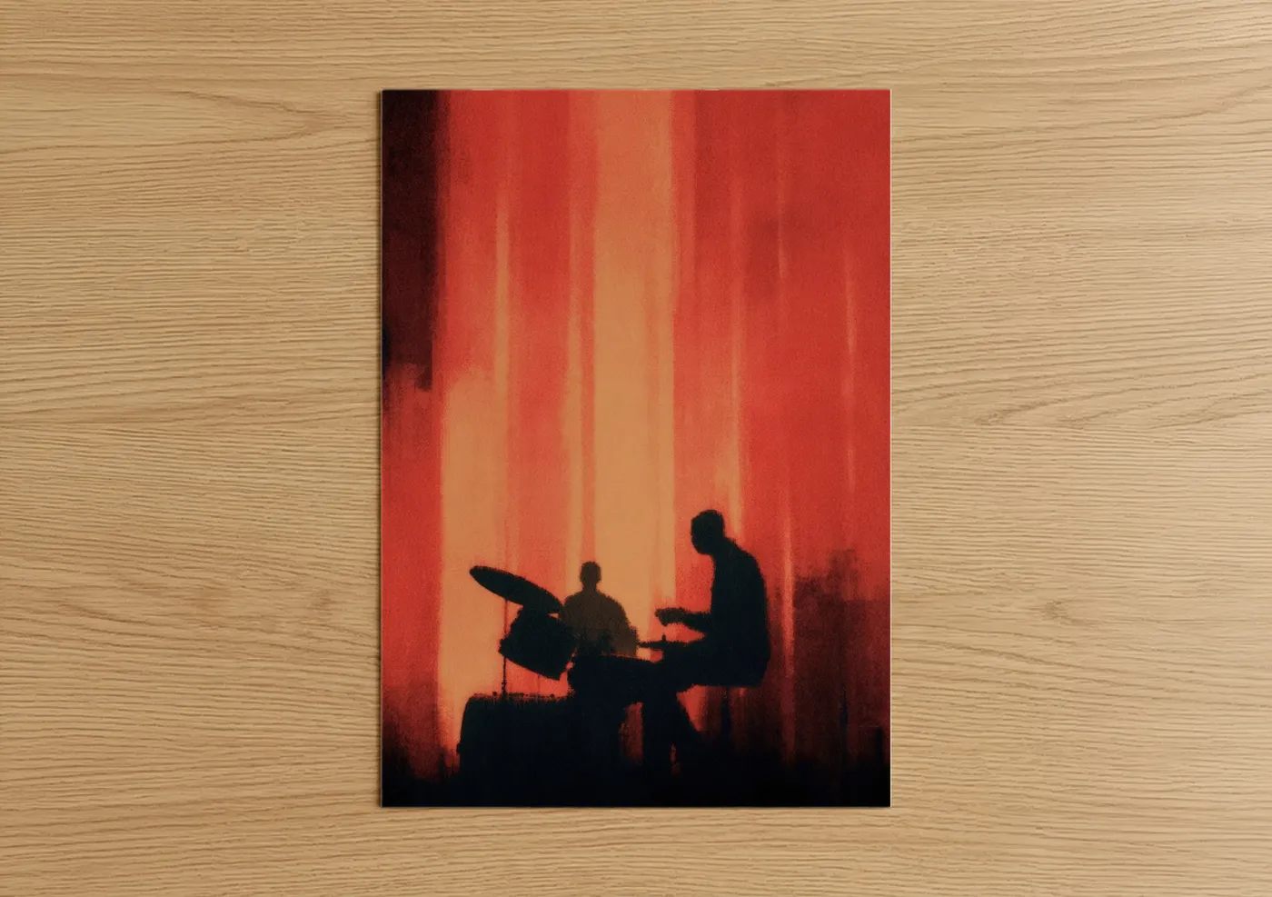 Silhouette Funk Band Warm Red Sunset Wall Art