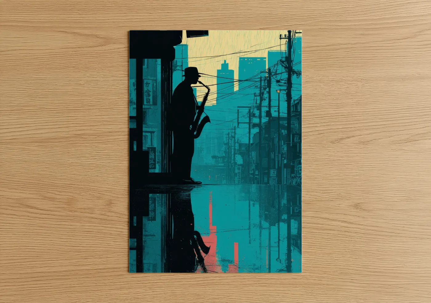 Urban Saxophonist Jazz Cityscape Wall Art