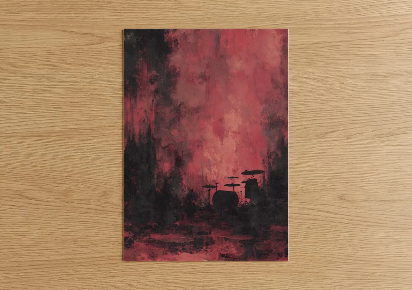 Drum Kit Death Metal Crimson Atmosphere Wall Art