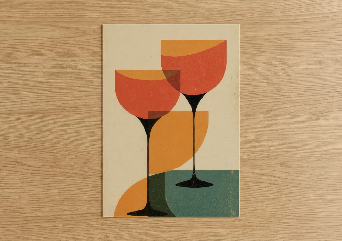 Retro Champagne Glasses Art Deco Wall Art