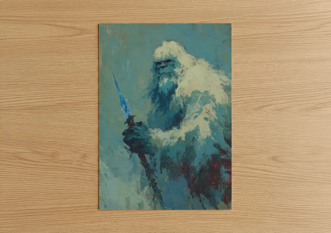 Snowy Yeti Guardian Mythical Creature Wall Art