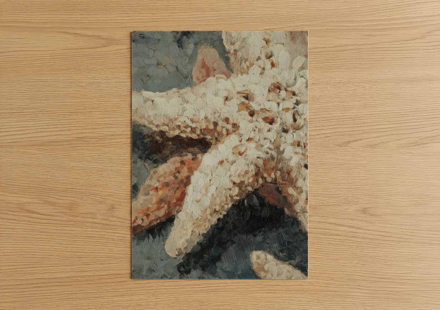 Coastal Starfish Oil Painting Texture Wall Art