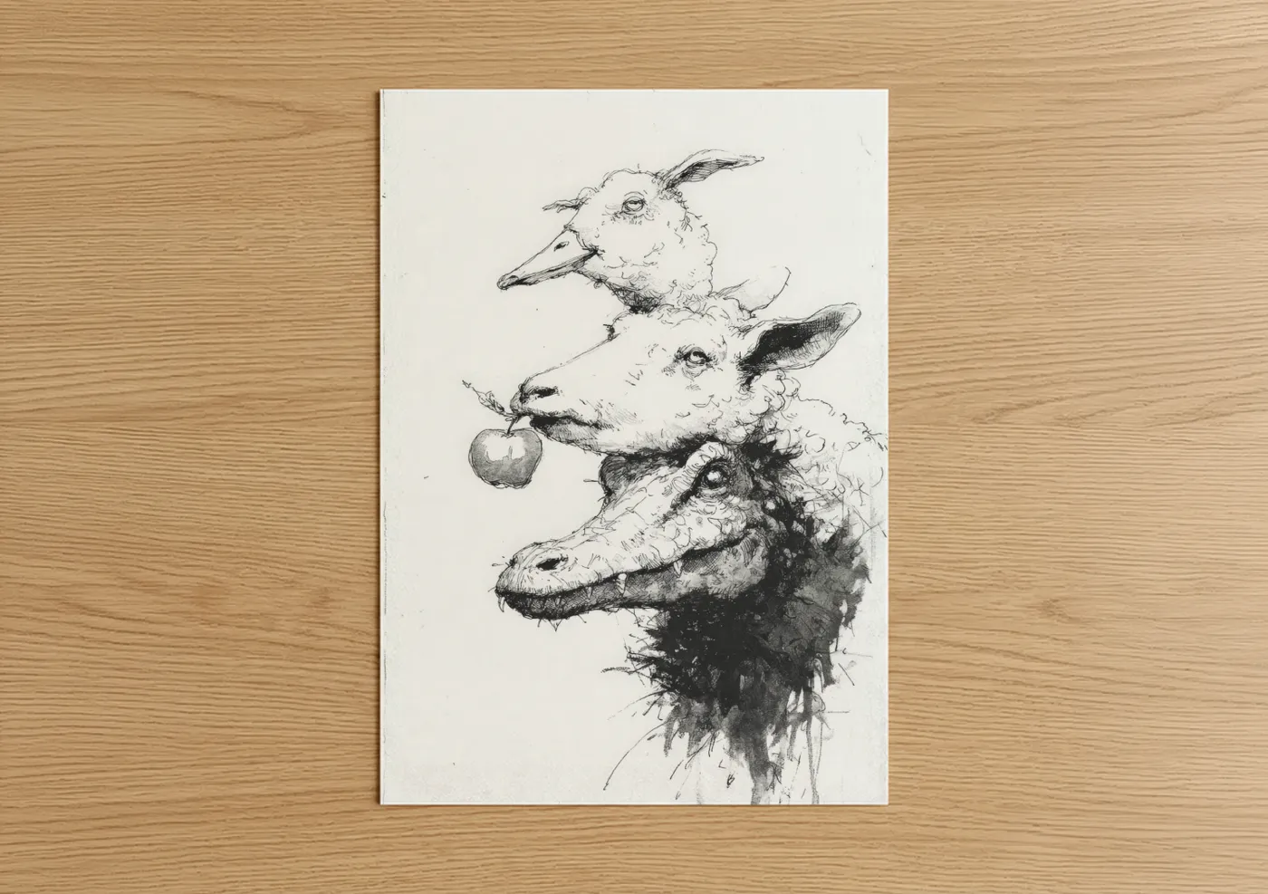 Mythical Stacked Chimera Sketch Wall Art