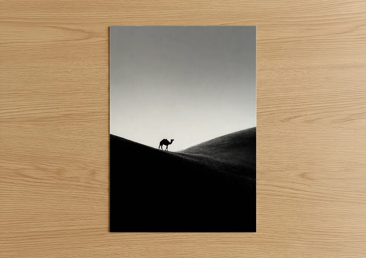 Solitary Camel Desert Dunes Minimalist Wall Art