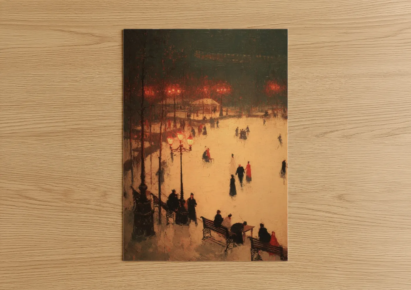 Winter Ice Skating Evening Nostalgia Wall Art