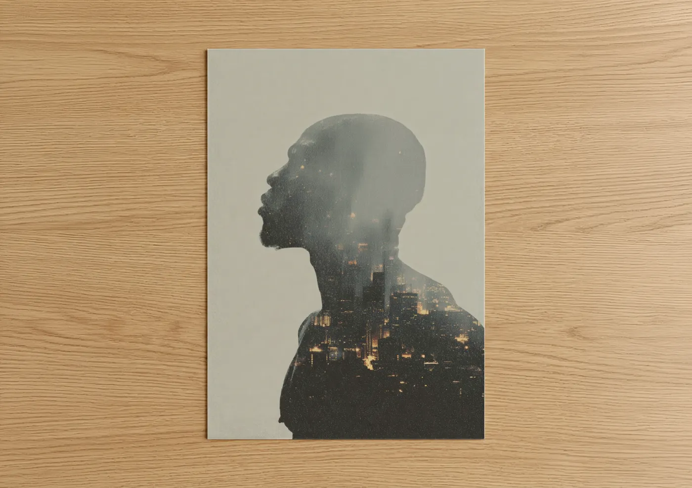 Boxing art print on warm oak wood — black and gold and gray palette — Urban Boxer poster