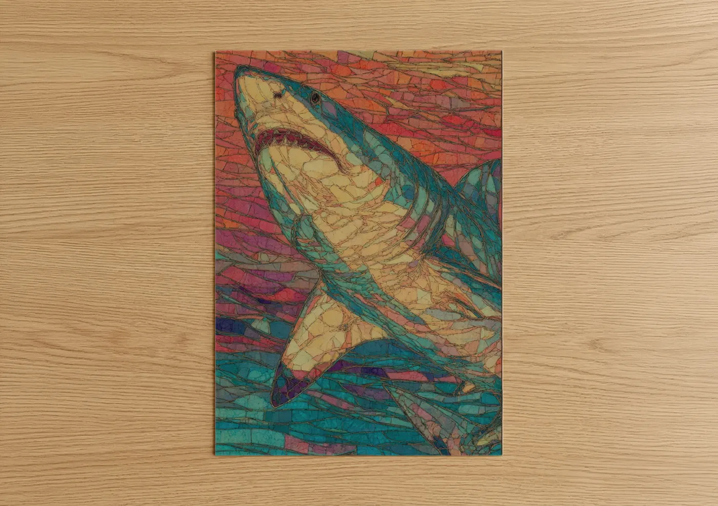Geometric Sand Tiger Shark Abstract Wall Art